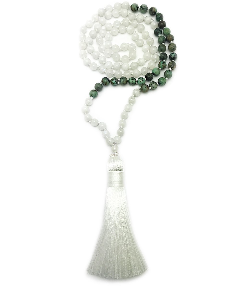 Soothing Mala - Moonstone and African Turquoise - The Deva Shop