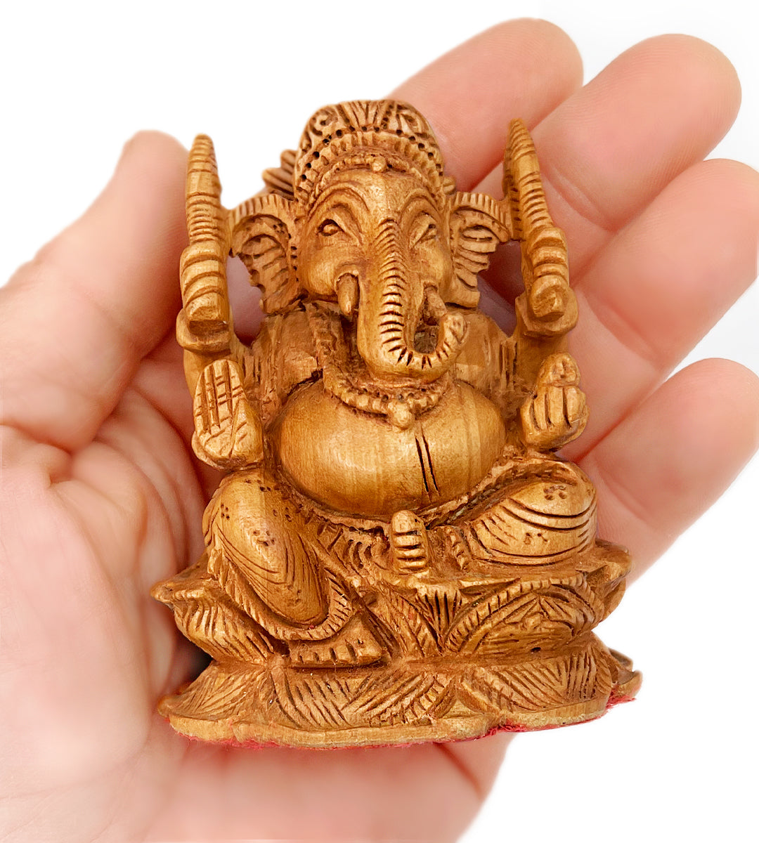 Hand Carved Wooden Ganesha- 3.5" Tall
