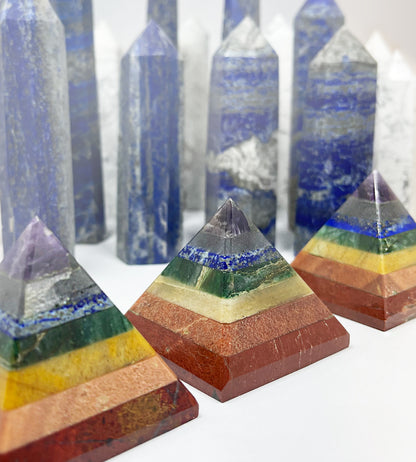 Chakra Balancing Crystal Pyramids with Lapis Lazuli Towers