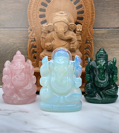 Rose, Opal and Jade Ganeshas