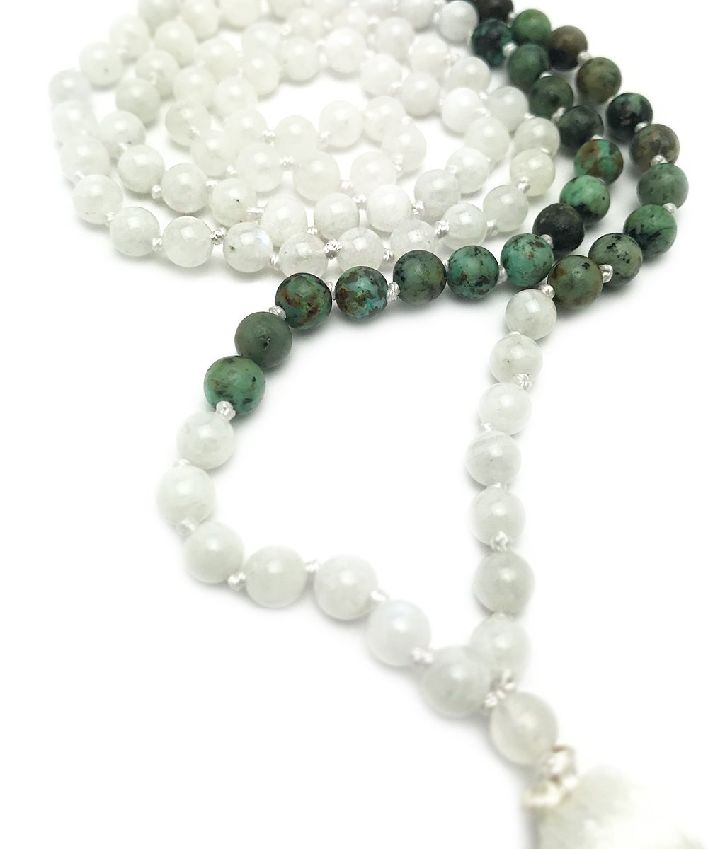 Soothing Mala - Moonstone and African Turquoise - The Deva Shop