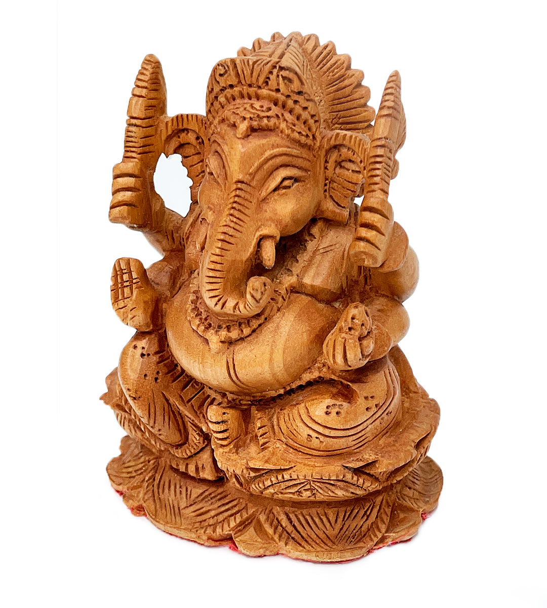 Hand Carved Wooden Ganesha- 3.5" Tall