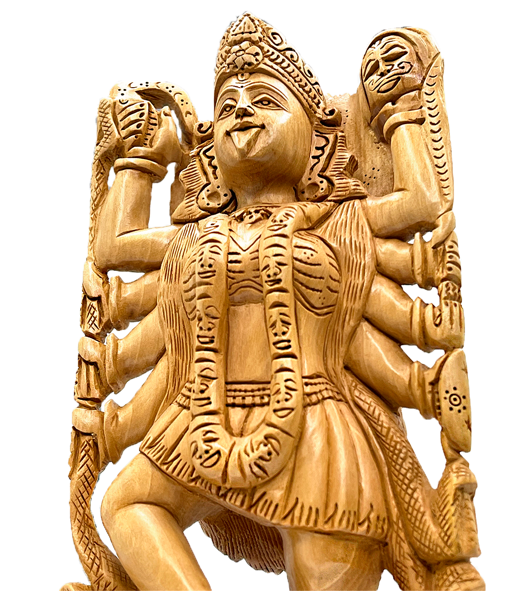 Hand Carved Wooden  Kali Statue Detail