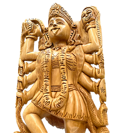 Hand Carved Wooden  Kali Statue Detail