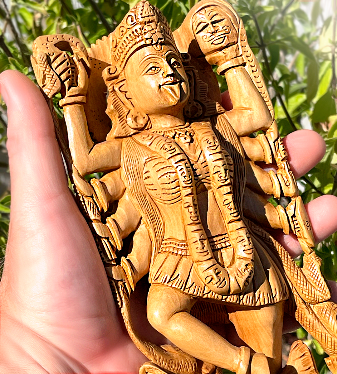Hand Carved wooden Kali Sizing 