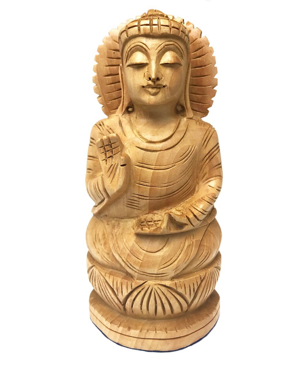 Wooden Blessing Buddha on Lotus - The Deva Shop