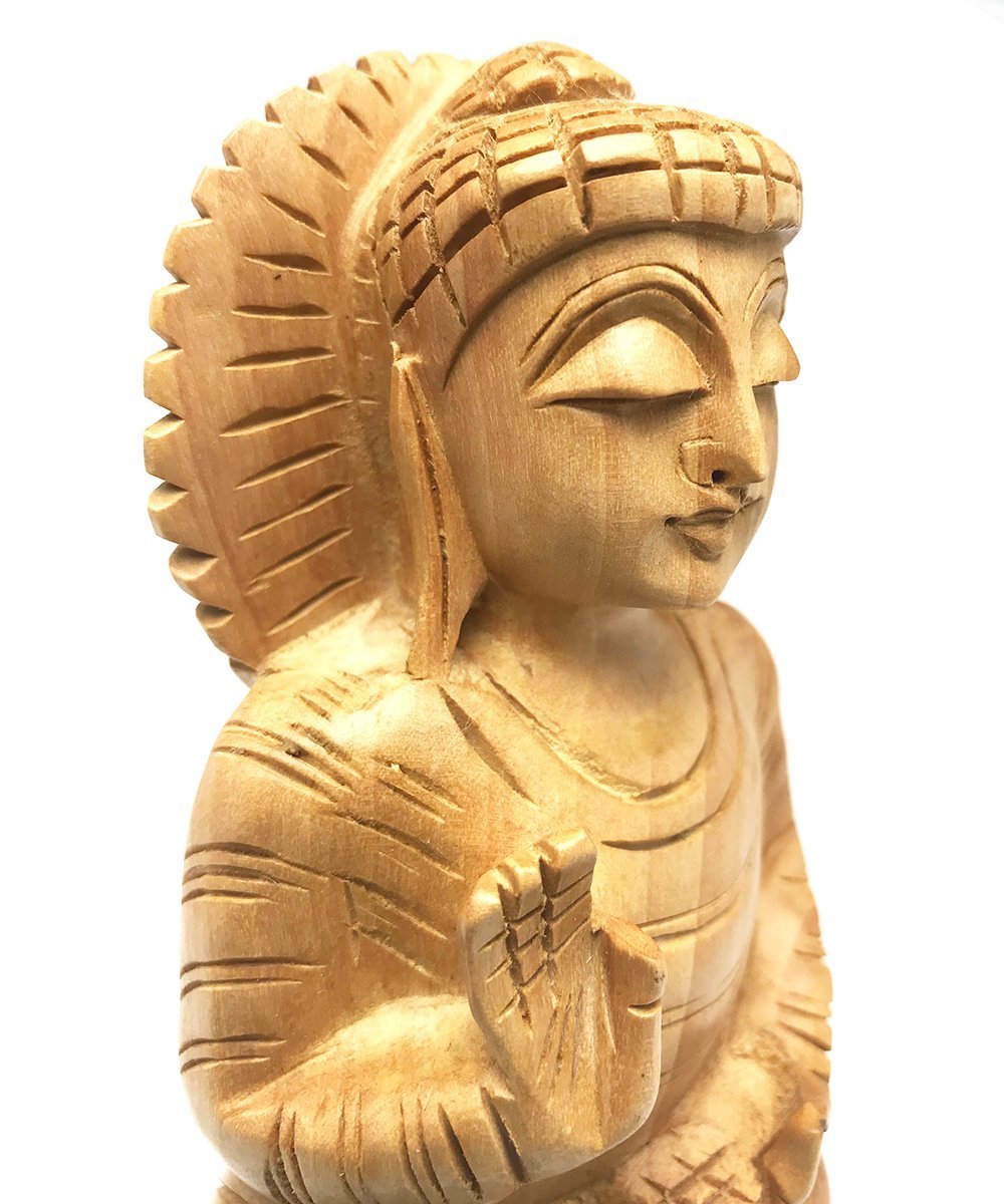 Wooden Blessing Buddha on Lotus - The Deva Shop